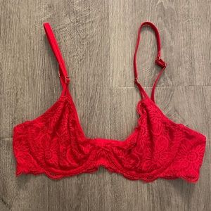Aerie Unlined lace Demi bra in red, size 36B